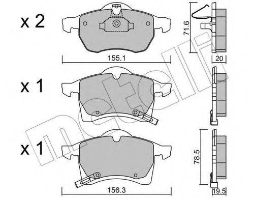 Комплект тормозных колодок, дисковый тормоз METELLI 22-0258-0