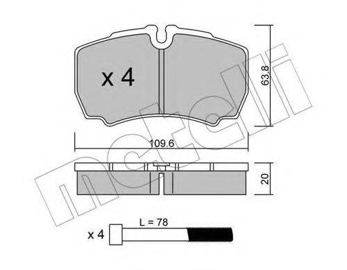 Комплект тормозных колодок, дисковый тормоз METELLI 22-0604-0