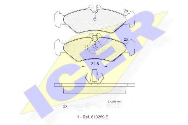 Комплект тормозных колодок, дисковый тормоз ICER 141102