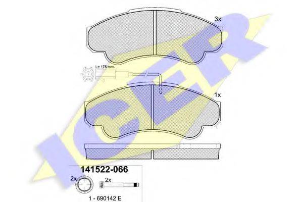 ICER 141522066 Комплект тормозных колодок, дисковый тормоз