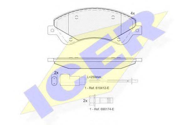 Комплект тормозных колодок, дисковый тормоз ICER 141792