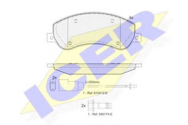 Комплект тормозных колодок, дисковый тормоз ICER 141793