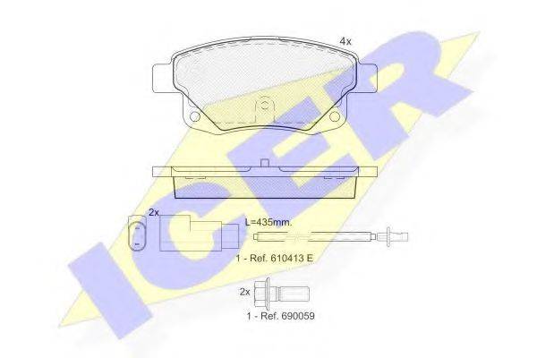 Комплект тормозных колодок, дисковый тормоз ICER 141794
