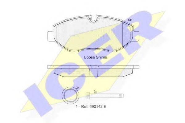 Комплект тормозных колодок, дисковый тормоз ICER 141832