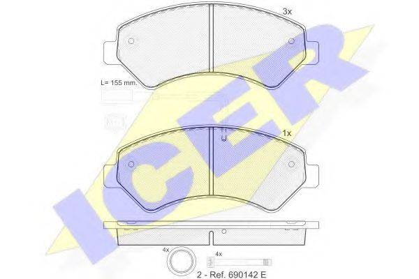 Комплект тормозных колодок, дисковый тормоз ICER 141836
