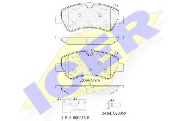 Комплект тормозных колодок, дисковый тормоз ICER 142116