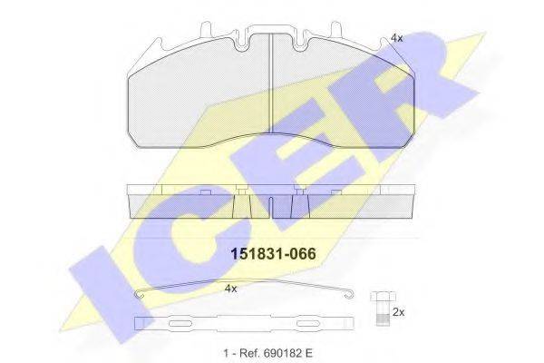 Комплект тормозных колодок, дисковый тормоз ICER 151831-066