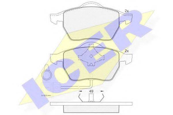 Комплект тормозных колодок, дисковый тормоз ICER 180808
