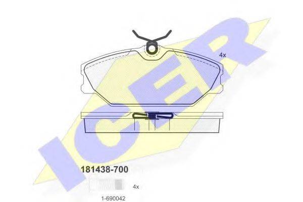 Комплект тормозных колодок, дисковый тормоз ICER 181438-700