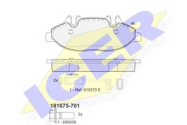 Комплект тормозных колодок, дисковый тормоз ICER 181675-701