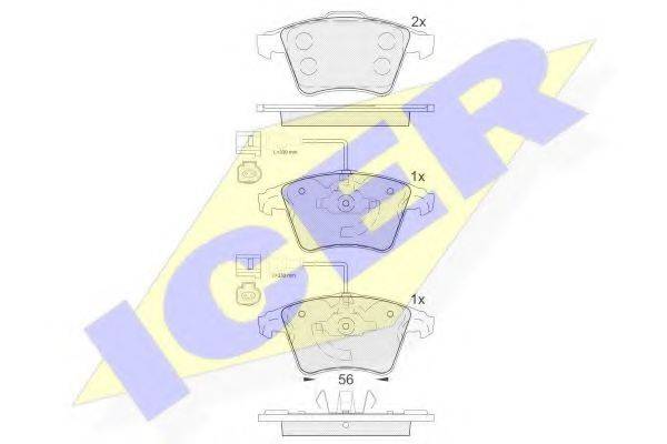 Комплект тормозных колодок, дисковый тормоз ICER 181777