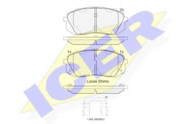 Комплект тормозных колодок, дисковый тормоз ICER 181826-201
