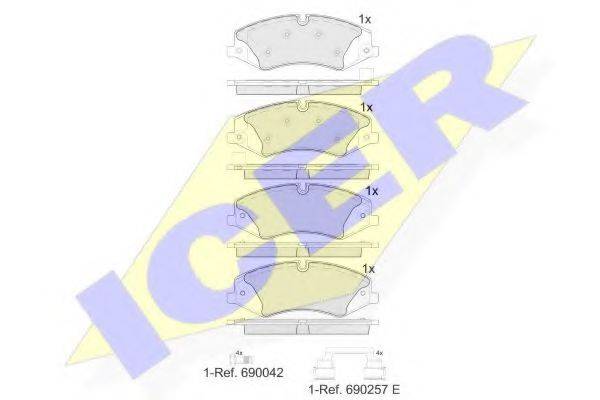 Комплект гальмівних колодок, дискове гальмо ICER 181957-203
