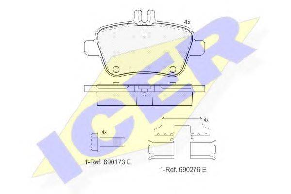 Комплект тормозных колодок, дисковый тормоз ICER 182039