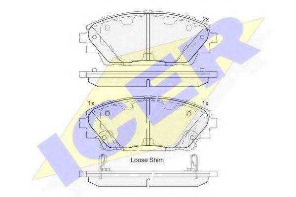 Комплект тормозных колодок, дисковый тормоз ICER 182171