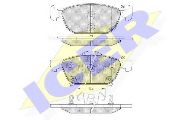 Комплект тормозных колодок, дисковый тормоз ICER 182183