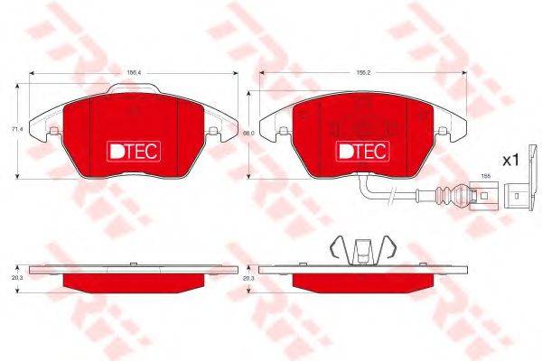 Комплект гальмівних колодок, дискове гальмо TRW GDB1550DTE