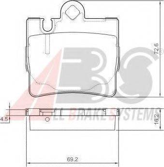 Комплект тормозных колодок, дисковый тормоз A.B.S. 37150