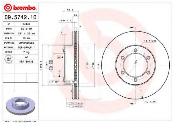 BRECO BS8119 Тормозной диск