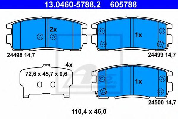 Комплект тормозных колодок, дисковый тормоз ATE 13.0460-5788.2