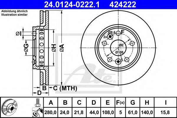 гальмівний диск ATE 24.0124-0222.1