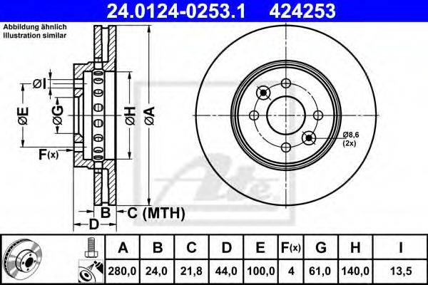 гальмівний диск ATE 24.0124-0253.1