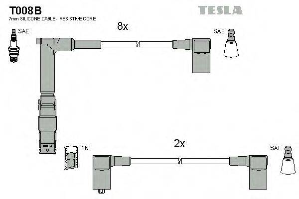 Комплект проводов зажигания TESLA T008B