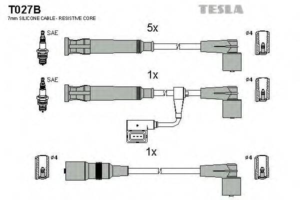 Комплект проводов зажигания TESLA T027B