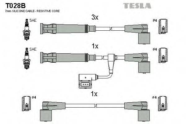 Комплект проводов зажигания TESLA T028B