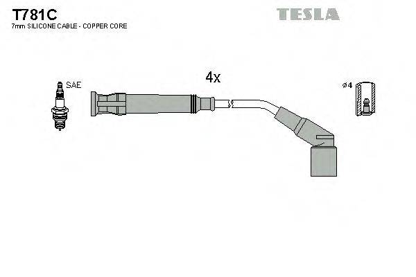 Комплект проводов зажигания TESLA T781C