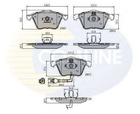 Комплект тормозных колодок, дисковый тормоз COMLINE CBP11628