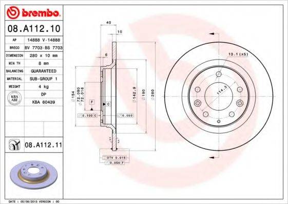 BREMBO 08A11211 Тормозной диск