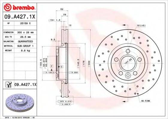 Тормозной диск BREMBO 09.A427.1X