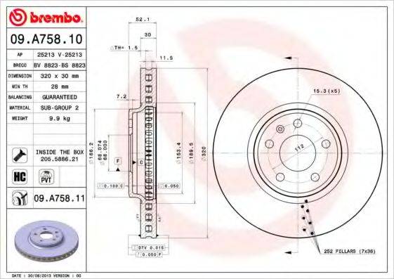 Тормозной диск BREMBO 09.A758.11