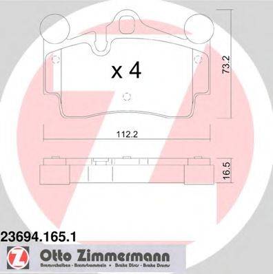 Комплект тормозных колодок, дисковый тормоз ZIMMERMANN 23694.165.1