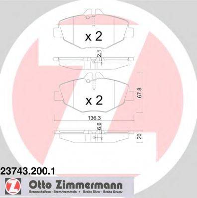 Комплект тормозных колодок, дисковый тормоз ZIMMERMANN 23743.200.1