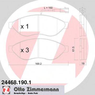 Комплект тормозных колодок, дисковый тормоз ZIMMERMANN 24468.190.1