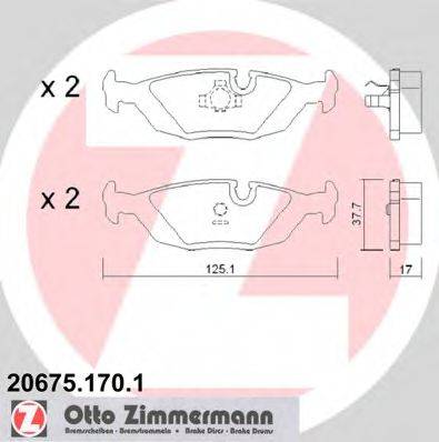 Комплект гальмівних колодок, дискове гальмо ZIMMERMANN 20675.170.1