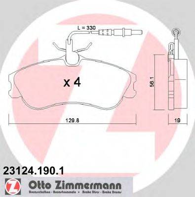 Комплект гальмівних колодок, дискове гальмо ZIMMERMANN 23124.190.1