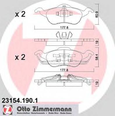 Комплект гальмівних колодок, дискове гальмо ZIMMERMANN 23154.190.1