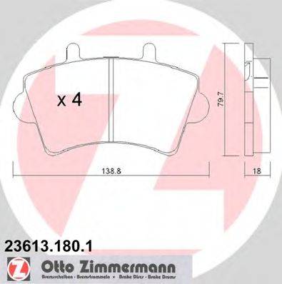 Комплект тормозных колодок, дисковый тормоз ZIMMERMANN 23613.180.1