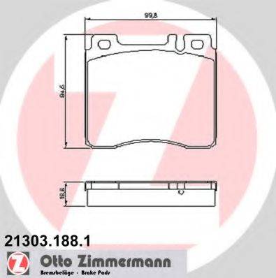 Комплект тормозных колодок, дисковый тормоз ZIMMERMANN 21303.188.1