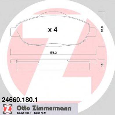 Комплект тормозных колодок, дисковый тормоз ZIMMERMANN 24660.180.1