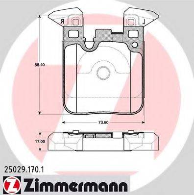 Комплект тормозных колодок, дисковый тормоз ZIMMERMANN 25029.170.1