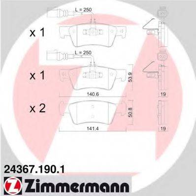 Комплект гальмівних колодок, дискове гальмо ZIMMERMANN 24367.190.1