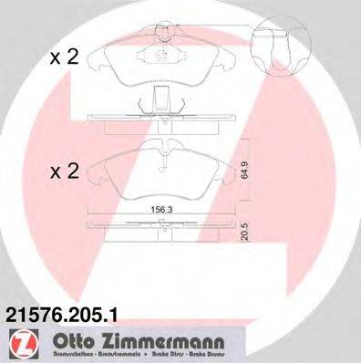 Комплект тормозных колодок, дисковый тормоз ZIMMERMANN 21576.205.1
