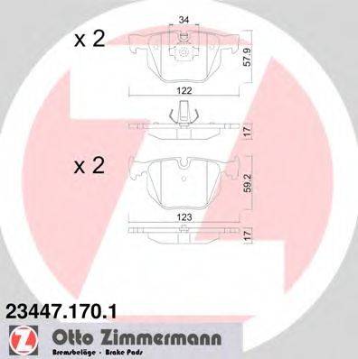 Комплект тормозных колодок, дисковый тормоз ZIMMERMANN 23447.170.1
