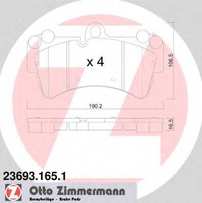 Комплект гальмівних колодок, дискове гальмо ZIMMERMANN 23693.165.1