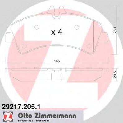 Комплект тормозных колодок, дисковый тормоз ZIMMERMANN 29217.205.1