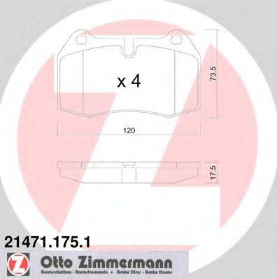Комплект тормозных колодок, дисковый тормоз ZIMMERMANN 21471.175.1